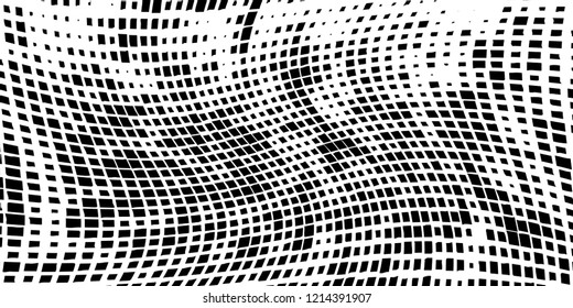 Abstract grunge texture of black squares on a white background
