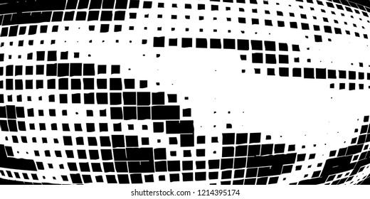 Abstract grunge texture of black squares on a white background