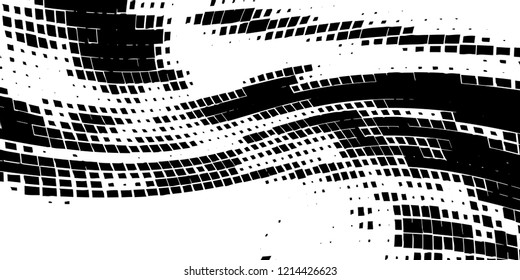 Abstract grunge texture of black squares on a white background