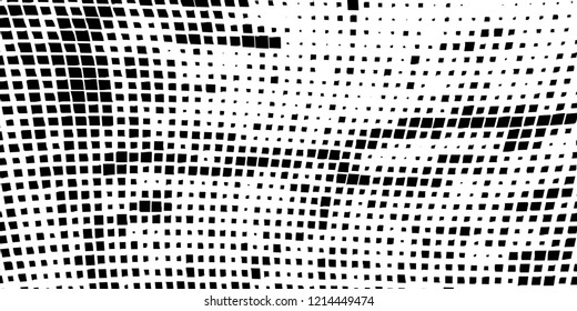Abstract grunge texture of black squares on a white background