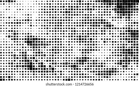 Abstract grunge texture of black squares on a white background