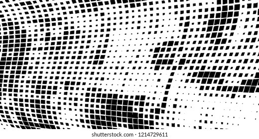 Abstract grunge texture of black squares on a white background