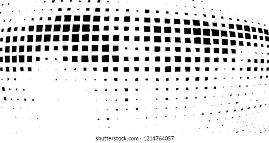 Abstract grunge texture of black squares on a white background