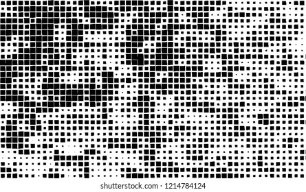 Abstract grunge texture of black squares on a white background