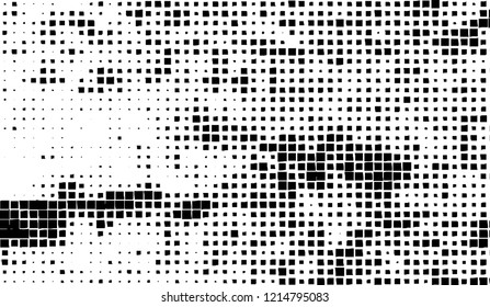 Abstract grunge texture of black squares on a white background