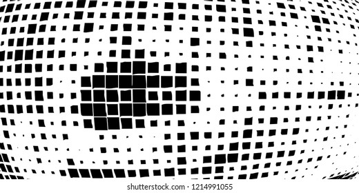 Abstract grunge texture of black squares on a white background