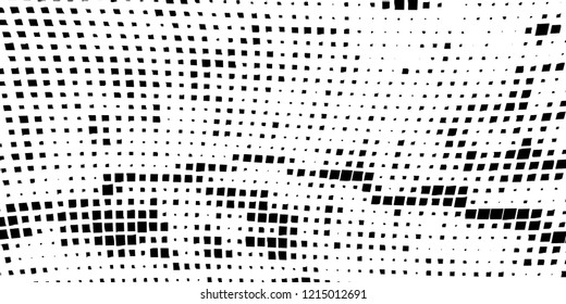Abstract grunge texture of black squares on a white background