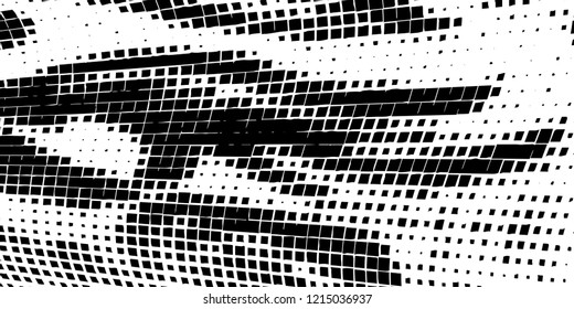 Abstract grunge texture of black squares on a white background