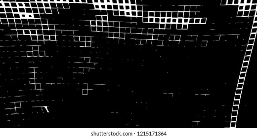 Abstract grunge texture of black squares on a white background