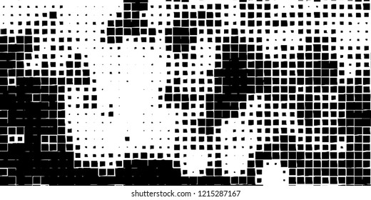 Abstract grunge texture of black squares on a white background