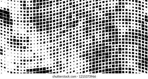 Abstract grunge texture of black squares on a white background