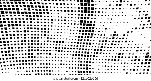 Abstract grunge texture of black squares on a white background