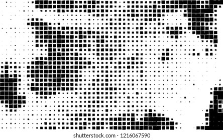 Abstract grunge texture of black squares on a white background