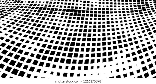 Abstract grunge texture of black squares on a white background