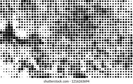 Abstract grunge texture of black squares on a white background