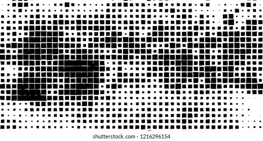 Abstract grunge texture of black squares on a white background
