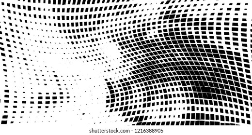 Abstract grunge texture of black squares on a white background