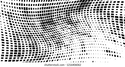 Abstract grunge texture of black squares on a white background