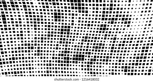 Abstract grunge texture of black squares on a white background