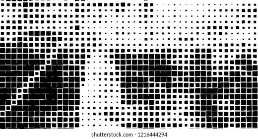Abstract grunge texture of black squares on a white background