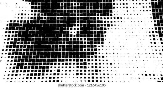 Abstract grunge texture of black squares on a white background