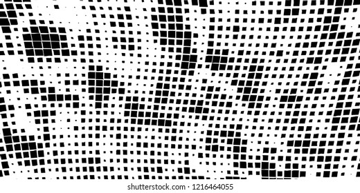 Abstract grunge texture of black squares on a white background