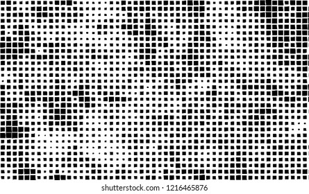 Abstract grunge texture of black squares on a white background