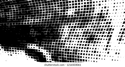 Abstract grunge texture of black squares on a white background