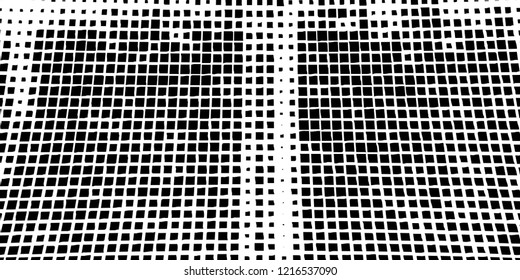 Abstract grunge texture of black squares on a white background