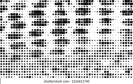 Abstract grunge texture of black squares on a white background