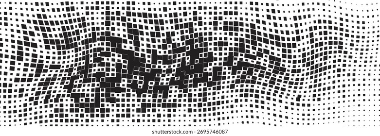 Abstract grunge texture of black squares on a white background