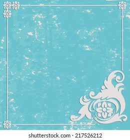 Abstract Grunge texture blue background. Ornament frame