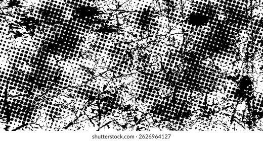 Abstract grunge texture design on a white background. Dirt texture for the background with stain and blood drop effect. Distressed texture background with black and white colors. Abstract dust texture