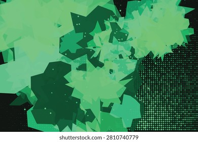 Abstract grunge texture of fractured neon-green geometric fragments