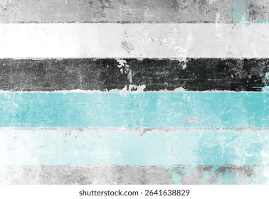 Abstract grunge texture with horizontal stripes in grey white black and teal, textured background for artistic designs