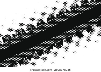 Abstract grunge texture with jagged black lines and dotted patterns white