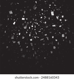 An abstract grunge texture overlay, composed of small particles, debris, and dust, creating a distressed and uneven appearance. This texture features both rough and fine grains