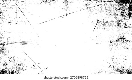 Abstractas superposición de textura grunge con marco vintage en blanco y negro y Vector de espacio de copia