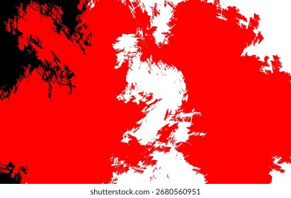 Abstract grunge texture with red, black, and white brush strokes. This bold artistic background is ideal for contemporary design, digital art, posters, album covers, and web graphics.