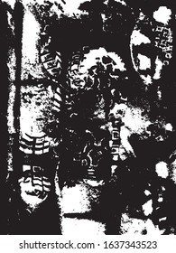 Abstract Grunge texture vector design. Design Element . Traces of Boot  on snow. Mud grunge texture.