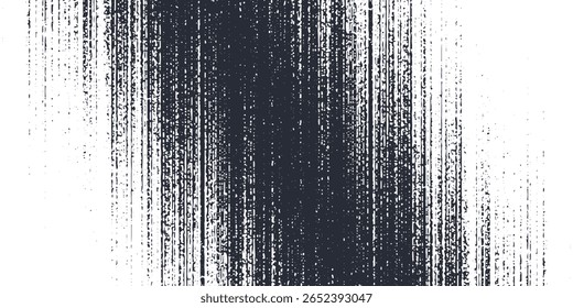 Abstract grunge texture with vertical black lines on a white background. Distressed, worn-out look suitable for use in graphic design, posters, digital art, and backgrounds for creative projects.
