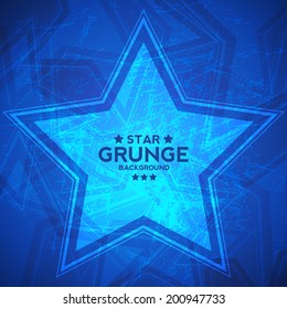 Abstract Grunge Textured Background with Star and Place for Text. Vector illustration