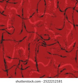 Abstract grunge textured brush stroke illustration red color background wallpaper seamless pattern repeat print textile fabric vector artwork