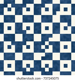 Abstract Grunge Textured Pixel Glitch Checked Background. Seamless Pattern.
