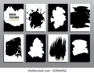 Abstract grunge textures. Dry brush set. Vector illustration.