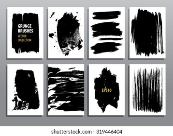 Textes abstraits grunge. Jeu de brosse à sec. Illustration vectorielle.