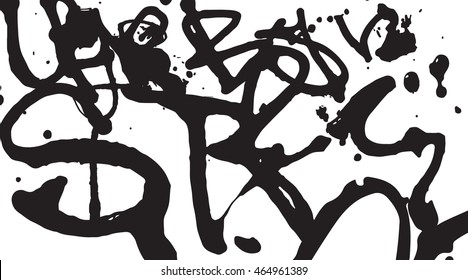 Abstract grunge textures. Graffiti style hand drawn fonts. Vector illustration