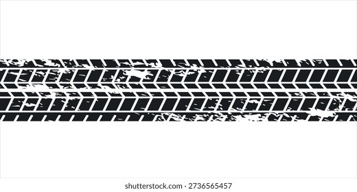 Abstract grunge tire track pattern on white background for automotive and racing themes