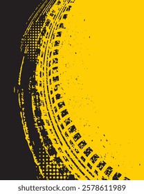 Abstract grunge tire tracks black and yellow background