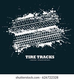 abstract grunge tire tracks marks on dark background